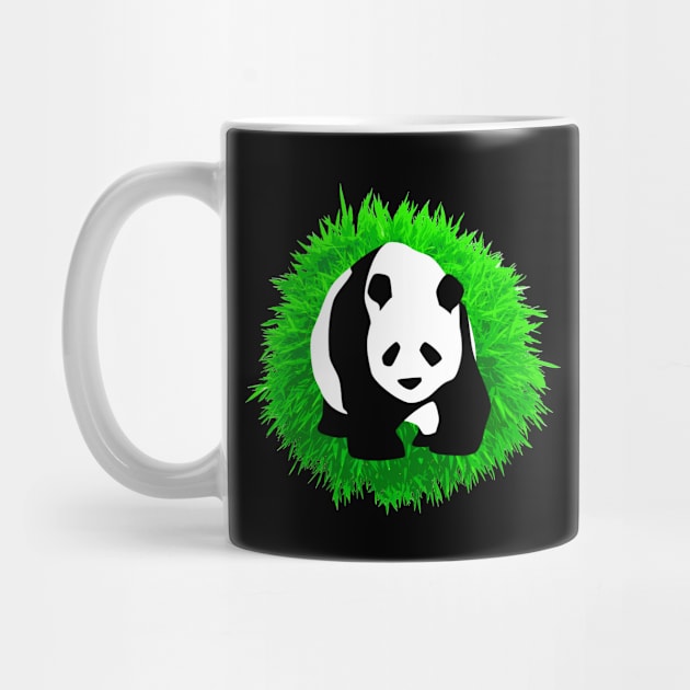 🐼 Cute Panda Illustration, Posed in front of a Bamboo Tree by Pixoplanet